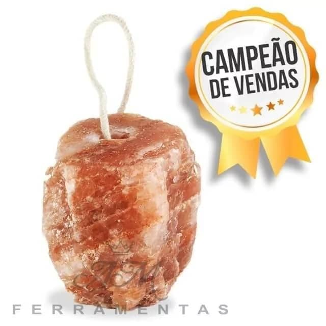Bloco de Sal Rosa do Himalaia 3,0 kg com Corda