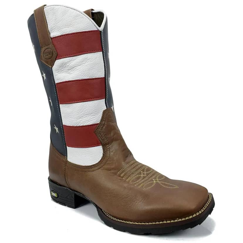 Bota Texana Stevan Boots Caramelo com Cano Bandeira SV8975